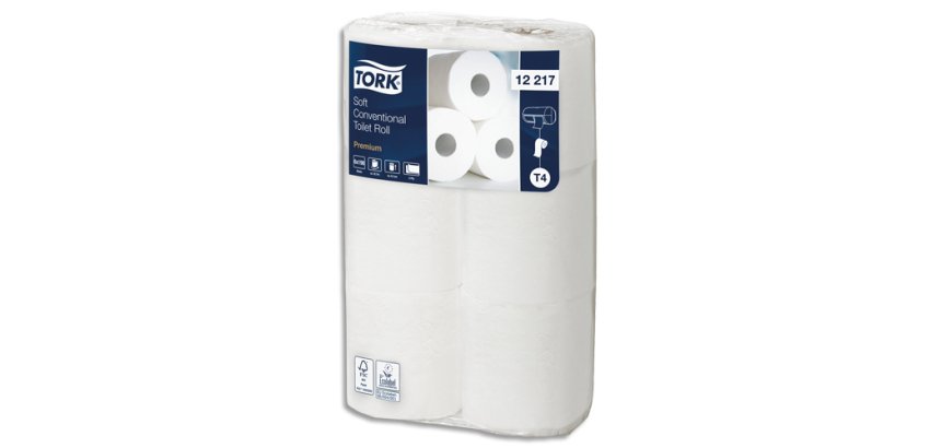 Papier toilette tork traditionnel doux premium 2   plis fsc et ecolabel colors   blanc paquet 6 rouleaux 198f