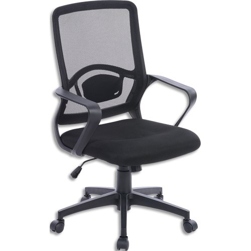 Chaise de bureau basculante avec assise noire et dossier en résille
