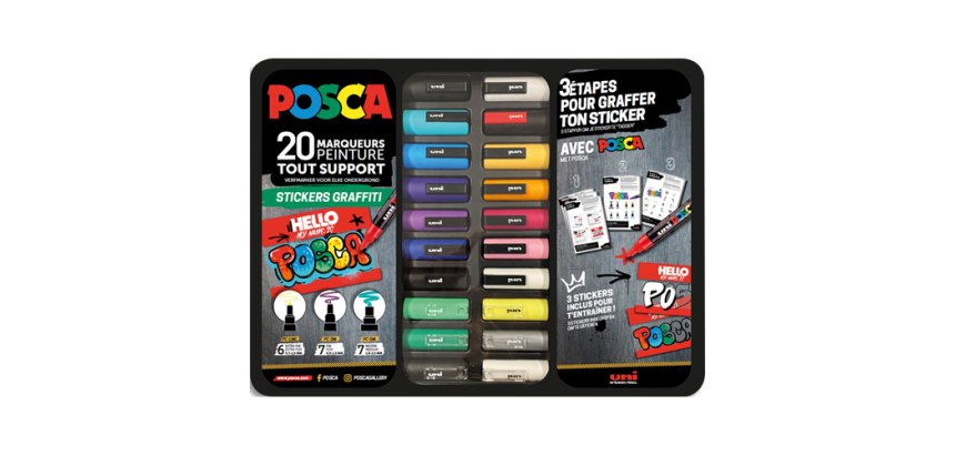 Mallette posca marqueur my blaze 20 unites coloris       assortis