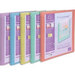 Classeur 4 anneaux 15mm polypropylène Kreacover Pastel - A4 - Couleurs assorties