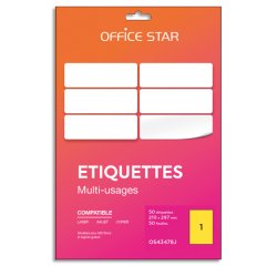 Etiquette office star impression laser jet encre et copieur 210x297mm coloris     jaune pochette 100 unites
