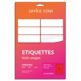 Boîte 50 étiquettes adhésives multiusage format A4 210x297mm. Planche A4. Coloris rouge