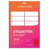 Boîte 1200 étiquettes adhésives multiusage format 70x37mm. Planche A4. Coloris rouge
