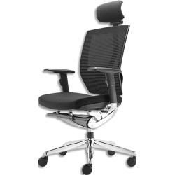 Fauteuil ergonomique synchrone, translation, têtière, accoudoirs