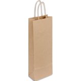 Paquet de 50 sacs kraft économique pour bouteille avec poignées torsadée 140 + 80 x 390 mm