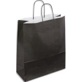 Paquet de 50 sacs kraft noir poignées torsadées 180 + 80 x 220 mm