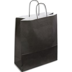 Paquet de 50 sacs kraft noir poignées torsadées 180 + 80 x 220 mm