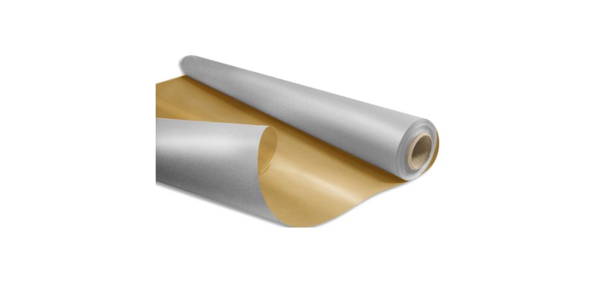 Papier cadeau kraft duo metal 60gr rouleau 0,69x50m coloris or / argent