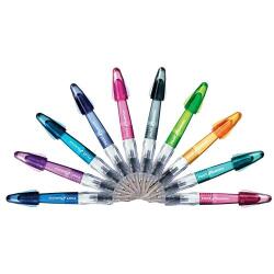 Blister 1 stylo plume PLUMIx inclus 2 cartouches courtes internationales bleue. Couleurs aléatoires