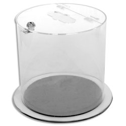 Collecteur transparent 12L fermeture à clef. Dim ouverture 11 x 3,8 cm. H25 cm, diamètre 25cm.