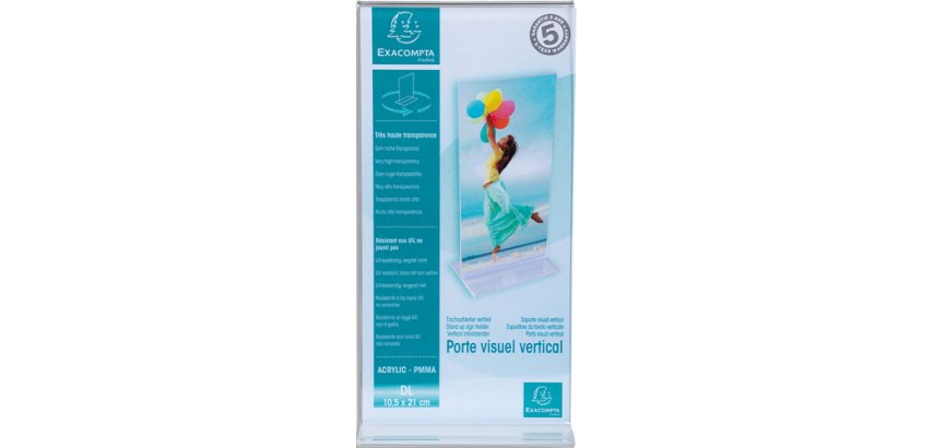 Porte-visuel droit vertical DL - Cristal