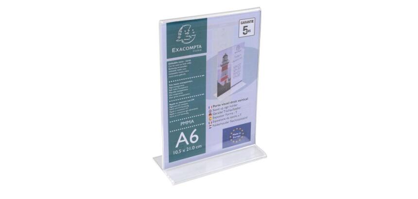 Porte visuel exacompta a6 droit vertical cristal