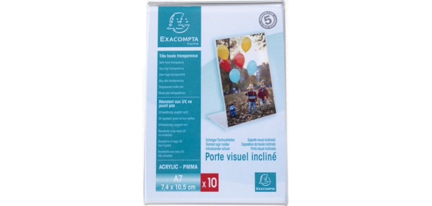 Lot de 10 porte-étiquettes A7 vertical - Cristal