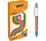 Stylo-bille bic 4 couleurs lineblue encre classique retractable pointe moyenne 1,0mm