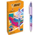 Stylo-bille bic 4 couleurs hydro purple encre classique retractable pointe moyenne 1,0mm