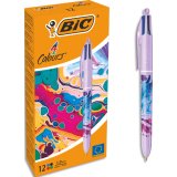 Stylo bille 4 couleurs rétractables design Hydro Purple. Pointe moyenne 1mm. Encre classique