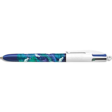 Stylo bille 4 couleurs rétractables design Hydro Purple. Pointe moyenne 1mm. Encre classique