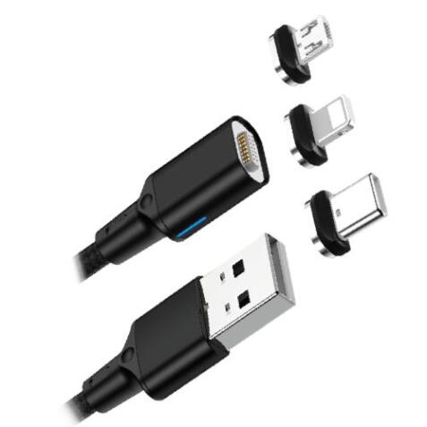 Câble Magnétique, 3in1, USB-A > USB-C / Lightning / Micro, nylon, 1m 570380