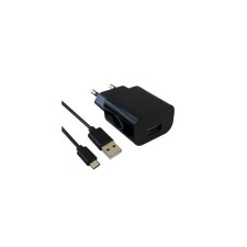 Chargeur secteur, 1 USB-A, 2.1 A, noir + (câble, USB-A / micro, 1m) 570337