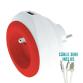 WATT&CO Chargeur secteur USB intégré - rouge - Câble 3 en 1 fourni