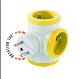 Multiprise triplite WattBall, 2 prises 16A+1 prise 6A+1 USB 2,1A Jaune