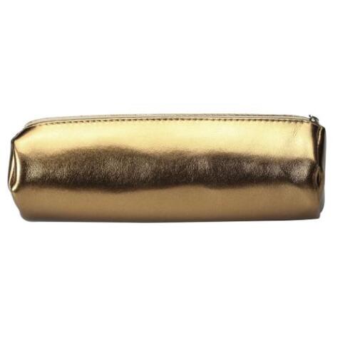 Trousse ronde METALLIC 1 compartiment PU Bronze METALLIC PVC 22x7cm
