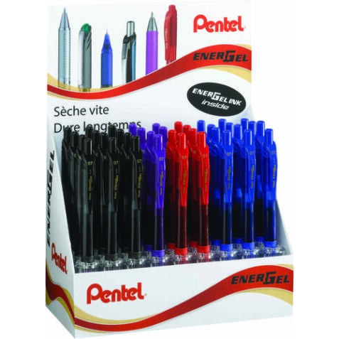 Présentoir de 36 rollers gel Energel X BL107. Coloris assortis