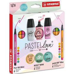 Kit écriture Mini World Pastellove, étui de 18