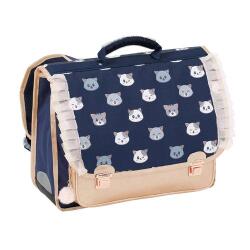 Cartable 38 cm CATS 2 cmpts 38x32x15 cm. Polyester bleu. Coloris : Bleu