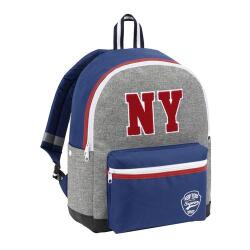 Sac à dos NY FASHION 1 cmpt 30x41x19 cm Matière jersey grise et polyester bleu marine. Gris