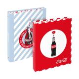 Classeur 4 anneaux COCA-COLA REFRESH A4. Carton pelliculé mat. Dos 5 cm. Coloris : Bleu - Rouge