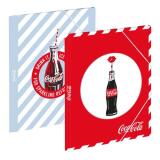 Chemise 3 rabats élastiques COCA-COLA REFRESH 26x32 cm en carton pelliculé mat. Ass : Bleu - Rouge