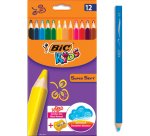 Crayon couleur bic kids super soft etui carton 12 unites +  1 taille-crayons