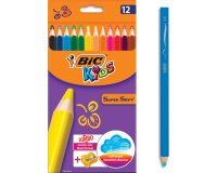 Crayon couleur bic kids super soft etui carton 12 unites +  1 taille-crayons