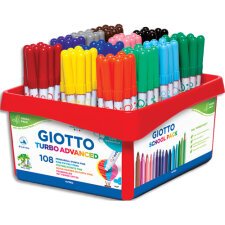 Schoolpack 108 feutres de coloriage TURBO ADVANCED pointe fine. Coloris assortis extra brillant