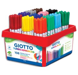 Classpack feutres turbo advanced giotto encre lavable point 2mm 108 unites coloris  assortis