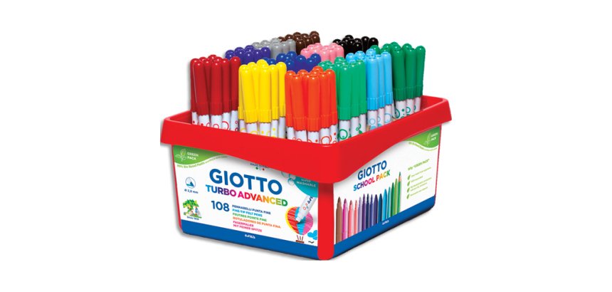 Classpack feutres turbo advanced giotto encre lavable point 2mm 108 unites coloris  assortis