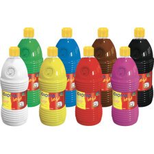 8 flacons d'1 litre de gouache liquide, couleurs assorties ultra lavable