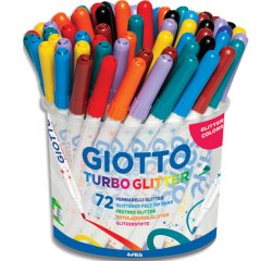 Pot feutres turbo glitter giotto encre pailletee pointe moyenne 72 unites coloris     assortis