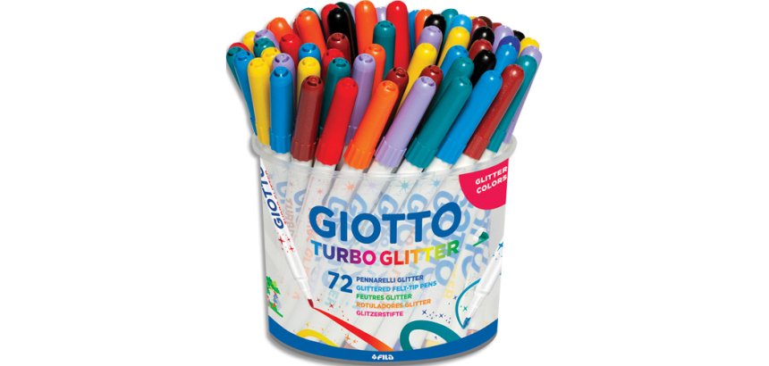 Pot feutres turbo glitter giotto encre pailletee pointe moyenne 72 unites coloris     assortis
