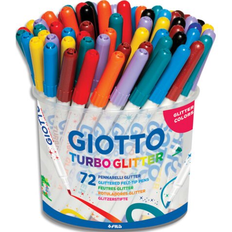 Pot feutres turbo glitter giotto encre pailletee pointe moyenne 72 unites coloris     assortis