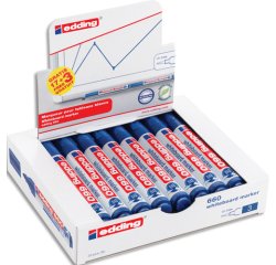 Marqueur edding e-660 tableaux blancs effacable a   sec pointe moyenne trace      1,5/3mm bleu pack 17 + 3