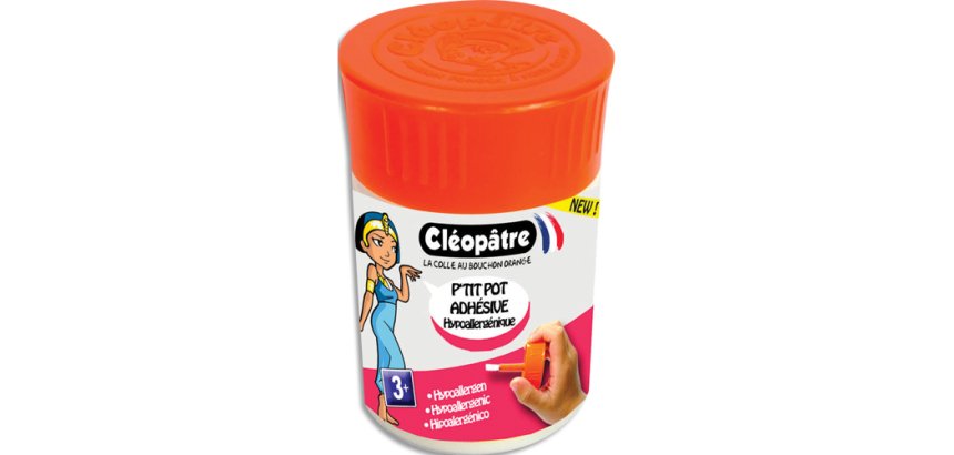 P'tit pot cleopatre colle adhesive transparente         hypoallergenique 50 gr        pinceau integre
