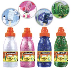 Gel paillete cleopatre nefertari decor tous supports bouteille 250ml coloris       pastel assortis lot 4 unites