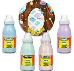 Peinture a l'eau cleopatre nefertari pailletee tous      supports flacon 250ml coloris pastel assortis lot 4 unites