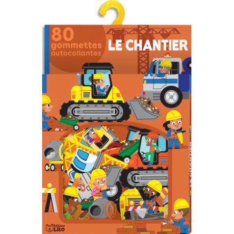 Boîte de 80 gommettes sur le thème du chantier. A partir de 3 ans