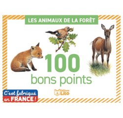 Bon points editions lito les animaux de la foret texte     pedagogique verso 61x82mm     boite 100 unites