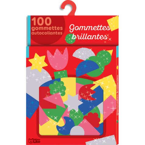 Boîte de 80 gommettes brillantes sur papier holographique, 10 formes. A partir de 3 ans