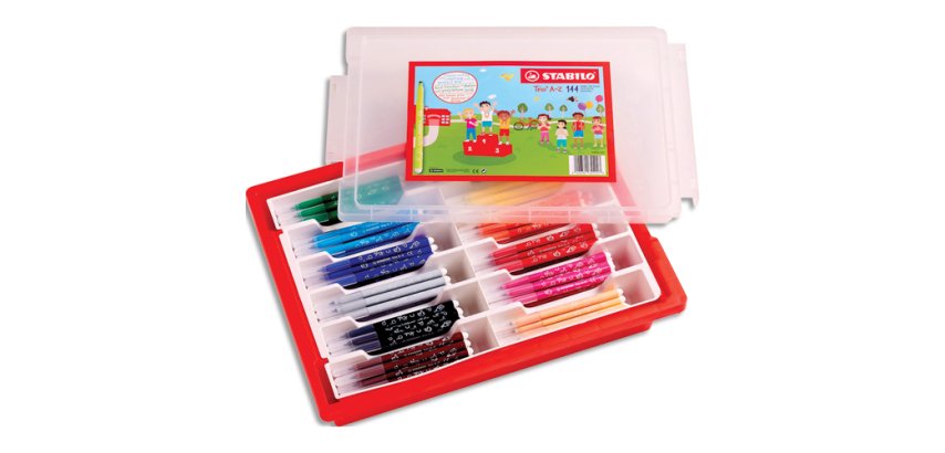 Feutre coloriage stabilo trio triangulaire encre super lavable pointe moyenne coffret scolaire 144 unités