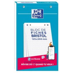 Bloc de 30 feuilles BRISTOL perforées 12,5 x 20 cm 210g 5x5 Blanc